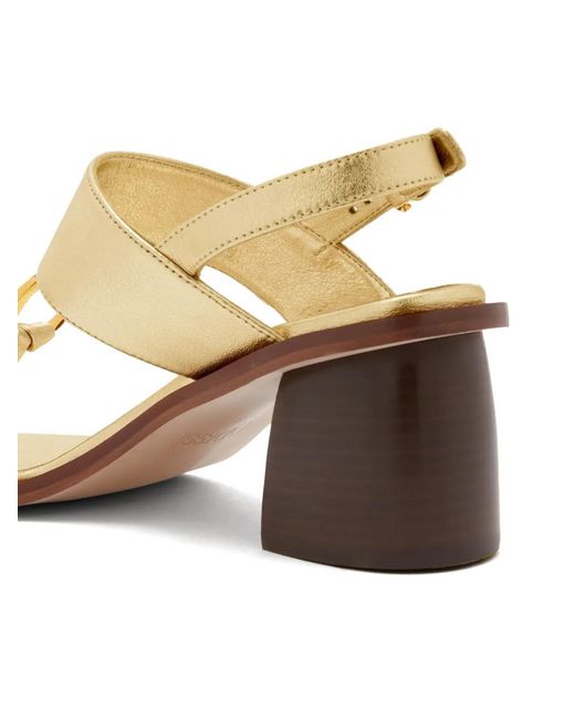 Odissi Natural Olivia Mid Ring-Detail Leather Sandals