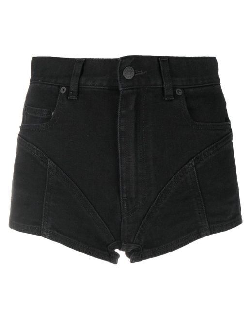 Mugler Black Lace-panel Denim Shorts