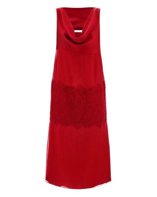 Ferragamo Red Midikleid Mit Drapiertem Ausschnitt
