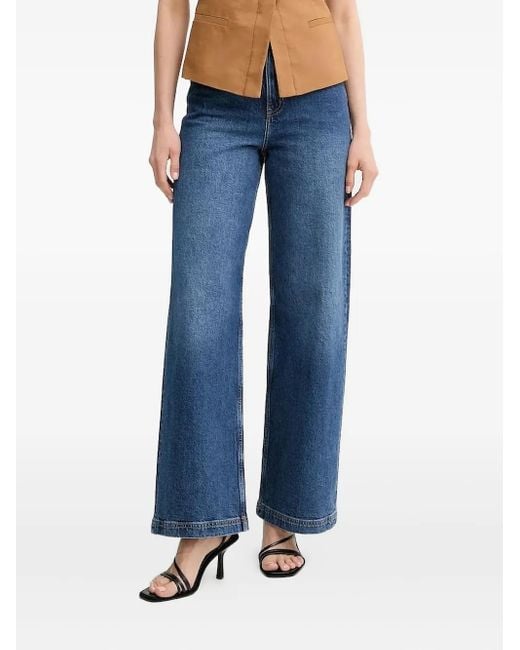 Munthe Blue High-Waisted Wide-Leg Jeans