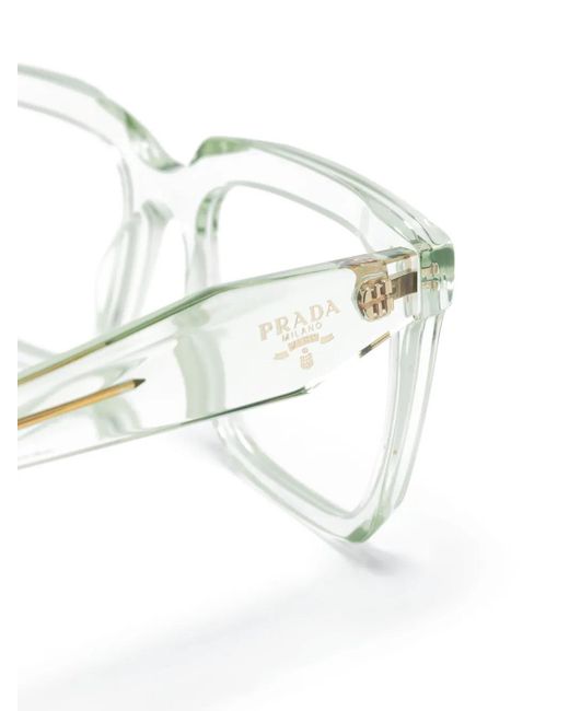 Prada Green Square-Frame Glasses