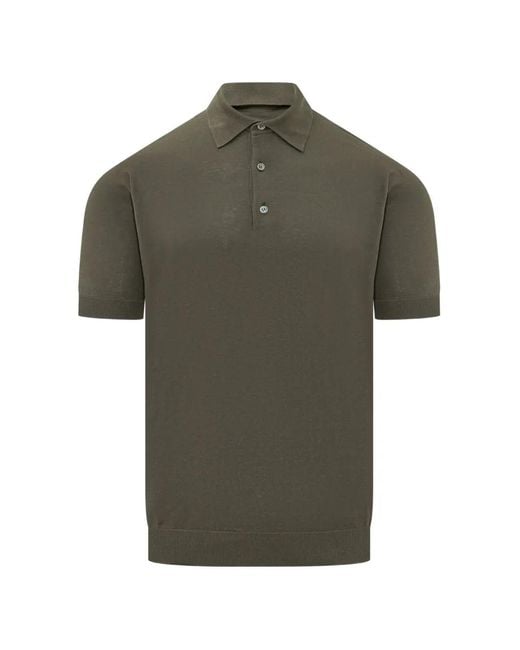FILIPPO DE LAURENTIIS Green Short-Sleeve Polo Shirt for men