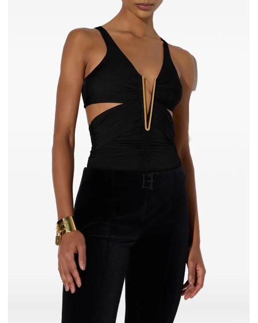 Elisabetta Franchi Black Body À Design Drapé