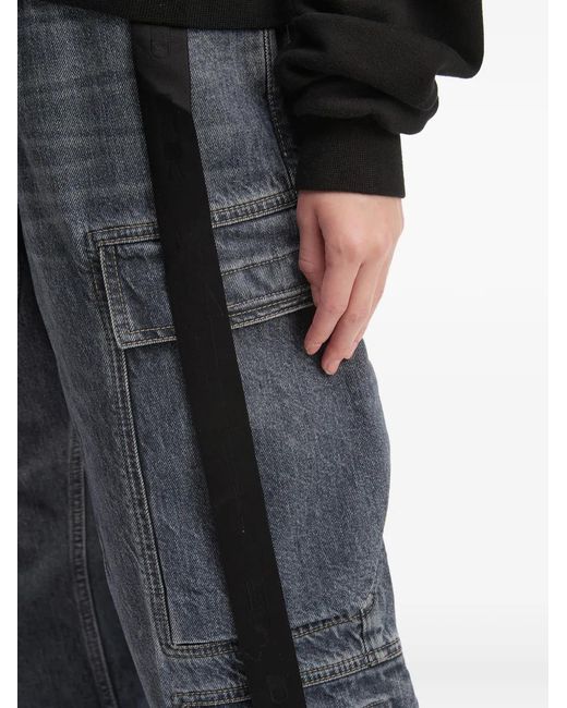 Rick Owens Blue Washed Cargo Jeans