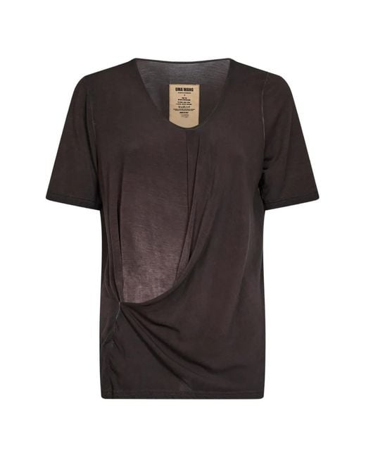 Uma Wang Black Trap Asymmetric Draped T-Shirt