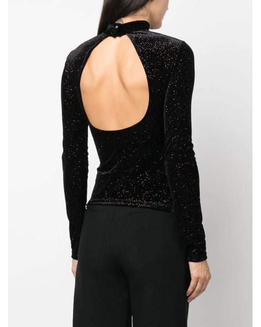 Patrizia Pepe グリッター ベルベットtシャツ Black