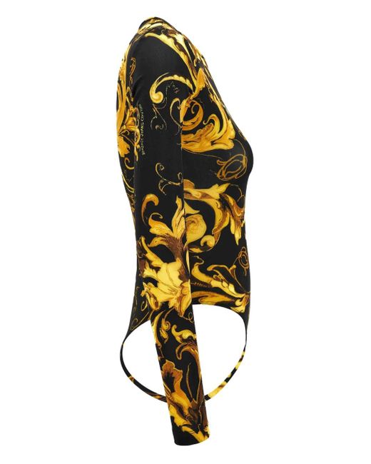 Versace Jeans Couture Yellow Barocco-Print Bodysuit