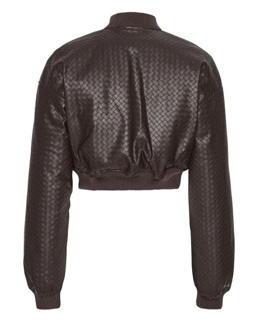 ROTATE BIRGER CHRISTENSEN Gray Cropped Puffer Bomber Jacket