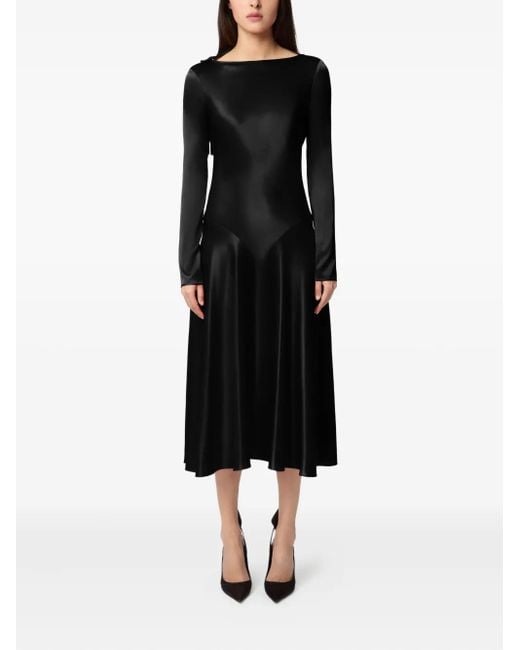 Nina Ricci Satijnen Midi-Jurk in het Black