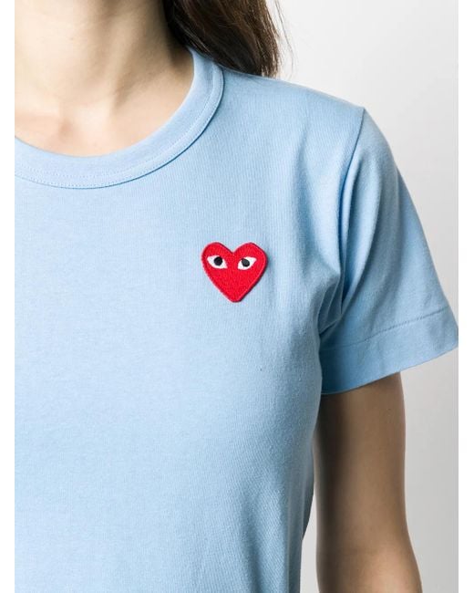 COMME DES GARÇONS PLAY Blue Heart Logo Embroidered T-Shirt