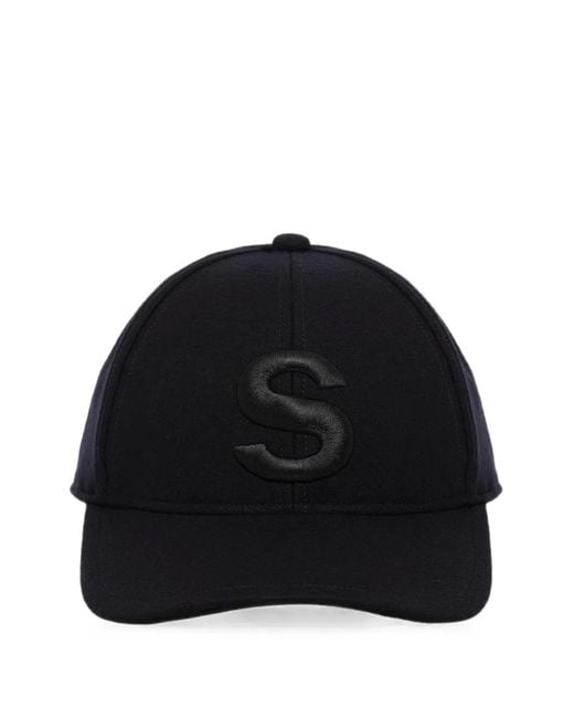 Sacai Black Embroidered-Logo Wool-Melton Cap for men