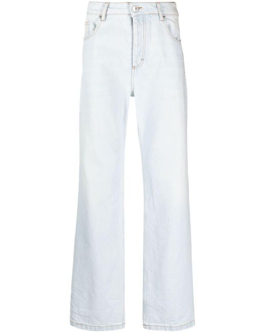 Straight Fit mid-wash jeans di AMI in White da Uomo
