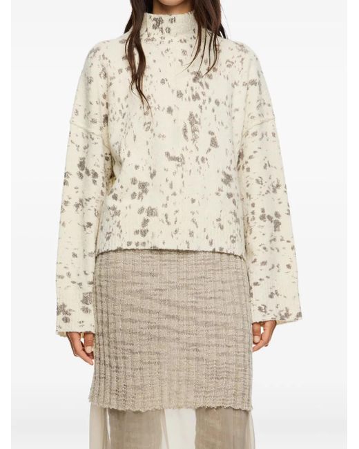 Bimba Y Lola White High-Neck Speckled Sweater