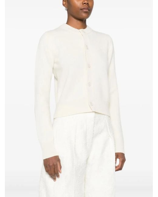 AMI White Button-Front Cardigan