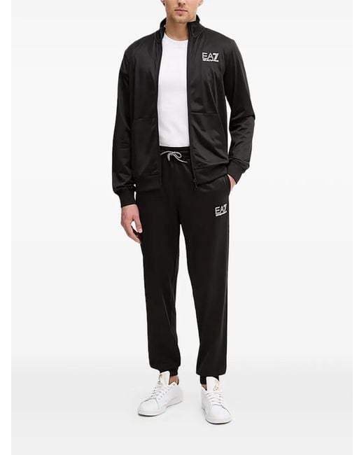 EA7 Black Logo Zip Sweatshirt for men