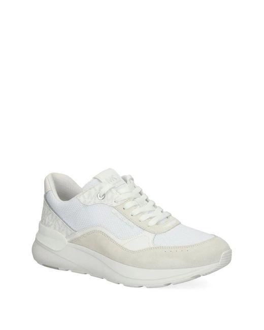 Michael Kors White Logo-Pattern Mesh Sneakers for men