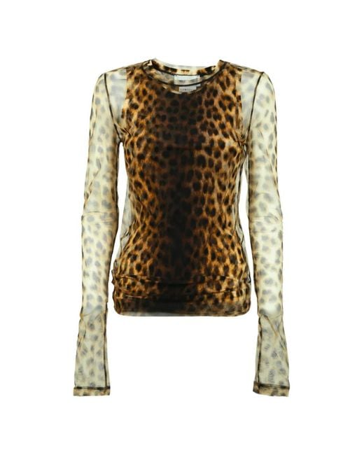 Sportmax Metallic Leopard-Print Semi-Sheer Top
