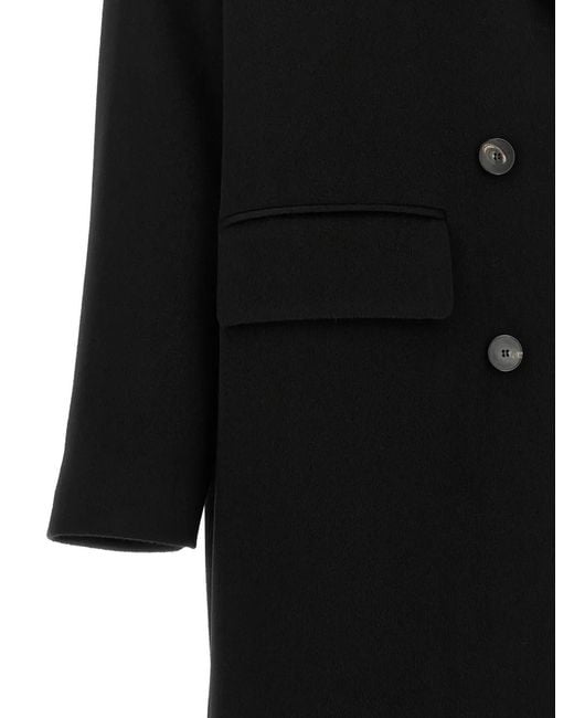 Alberto Biani Black Peak-Lapel Double-Breasted Coat
