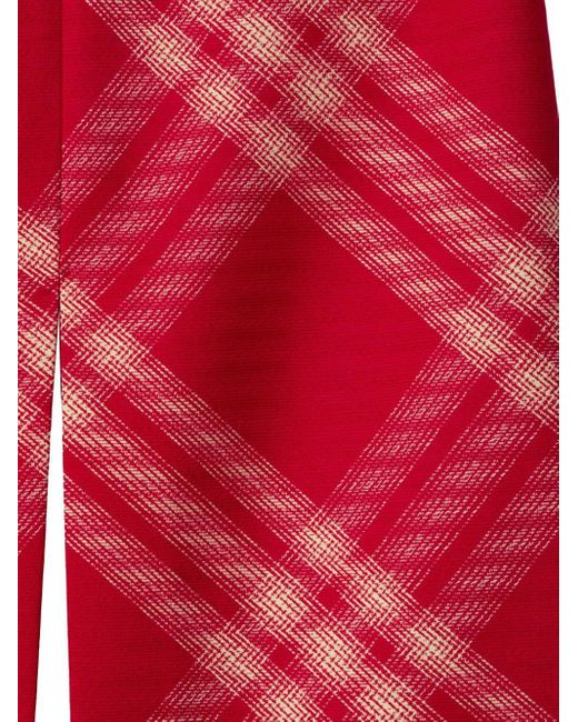 Burberry Red Checked Wool Maxi Skirt