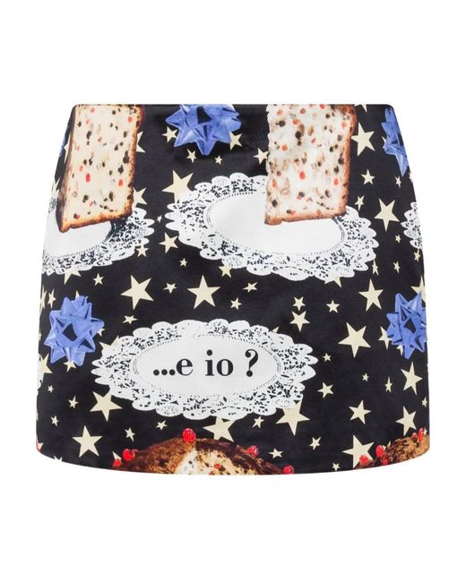 Moschino Blue Mini Printed Skirt