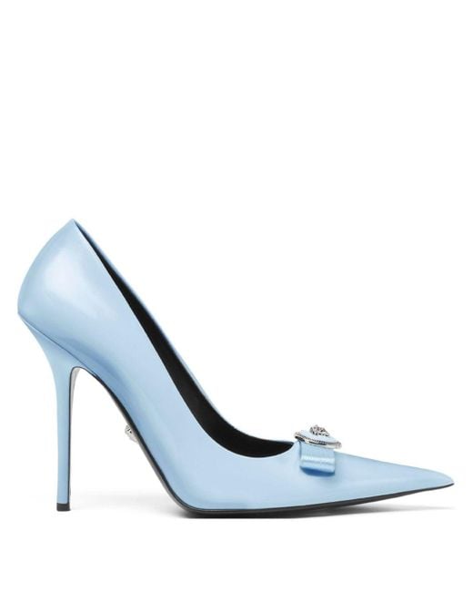 Versace Gianni Ribbon Leren Pumps in het Blue