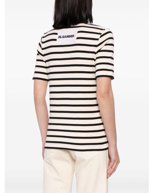 Jil Sander Black Striped Cotton T-shirt