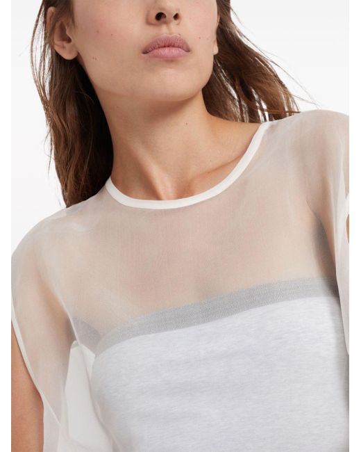 Blusa semi trasparente con top di Brunello Cucinelli in White