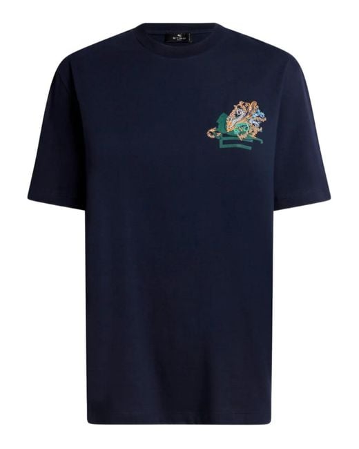 Etro Blue Cotton Polyester T-Shirt