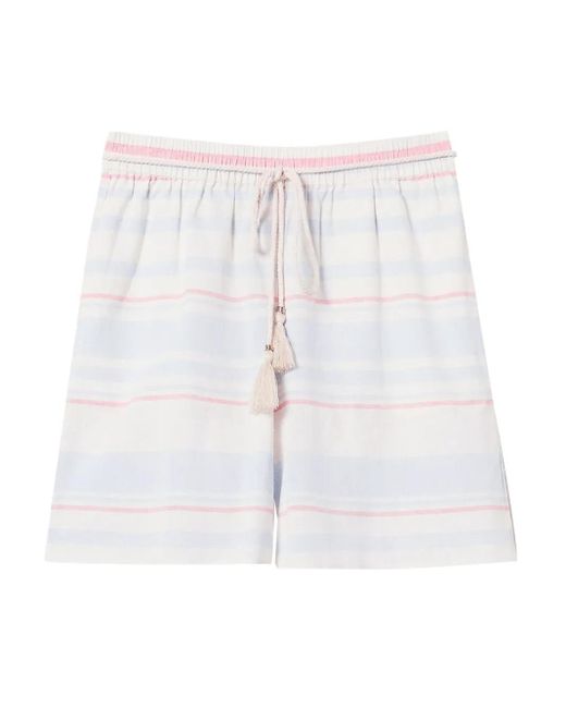Twinset White Striped Drawstring Shorts