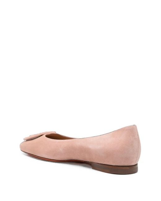 Santoni Pink Square-Toe Ballet Flats
