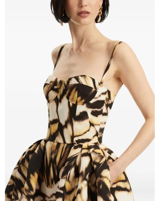 Robe En Soie À Coupe Mi-Longue Oscar de la Renta en coloris White