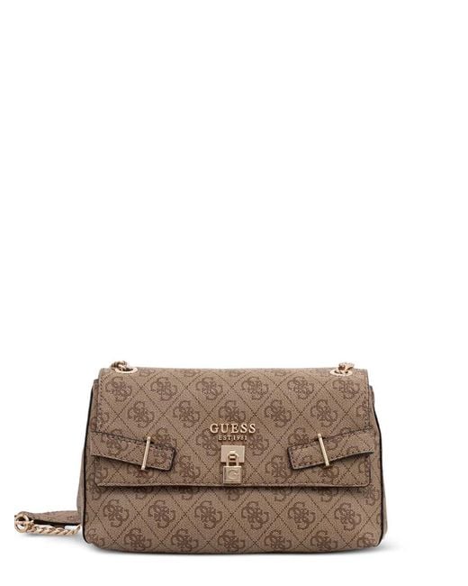 Guess Brown Monogram-Pattern Shoulder Bag