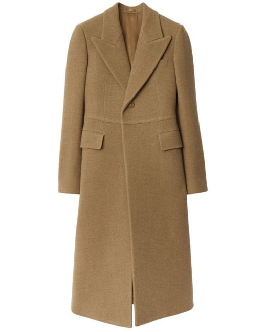 Burberry Natural Beige Single-breasted Wool Coat