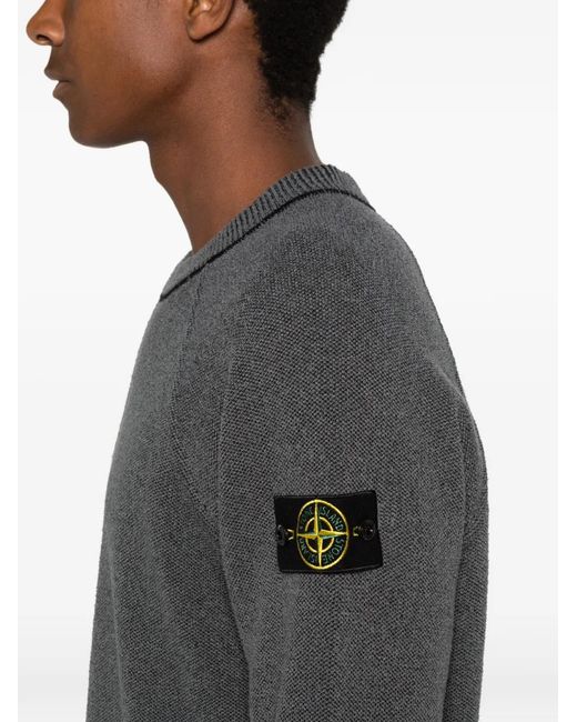 Stone Island Gray 5100041 Cotton Bouclé Jacquard Piqué Jumper for men