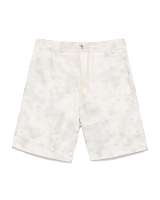 Maison Kitsuné White Printed Denim Shorts for men