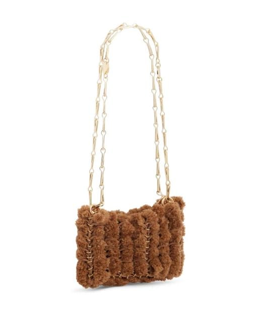 Rabanne White 1969 Nano Shearling Shoulder Bag