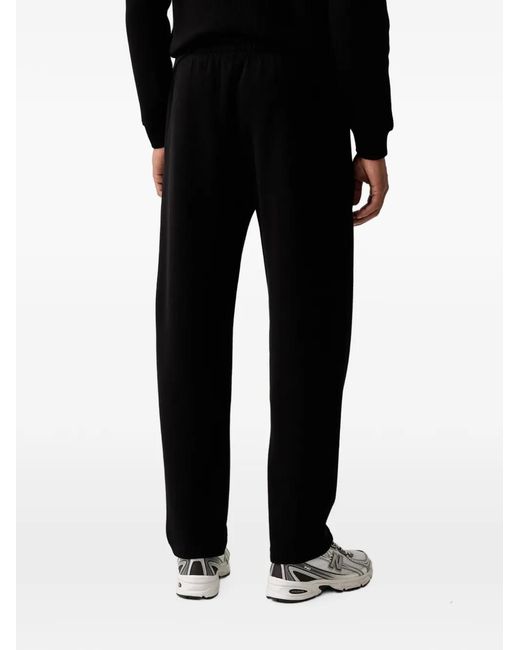 EA7 Black Logo-Patch Drawstring Track Pants for men
