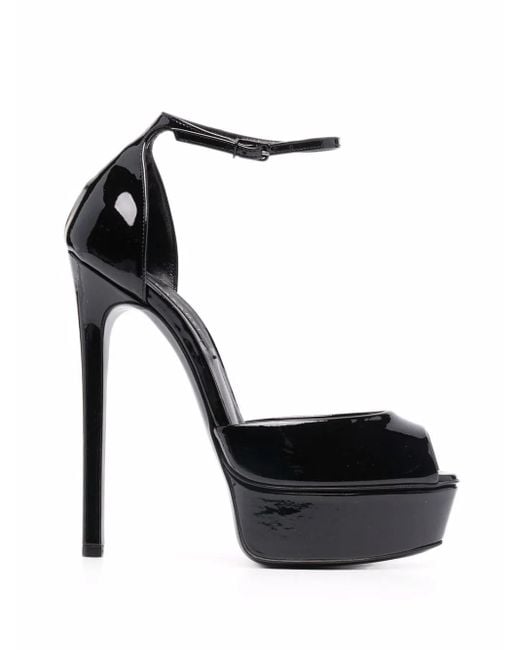 Casadei Black Flora Stiletto Sandals