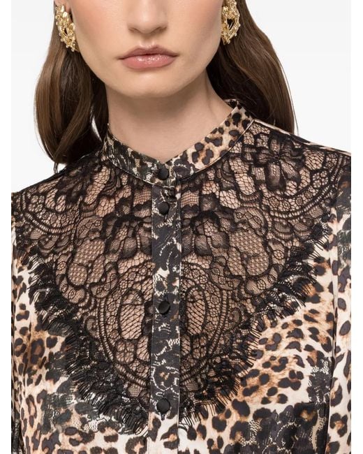 Nissa Natural Leopard-Print Midi Dress