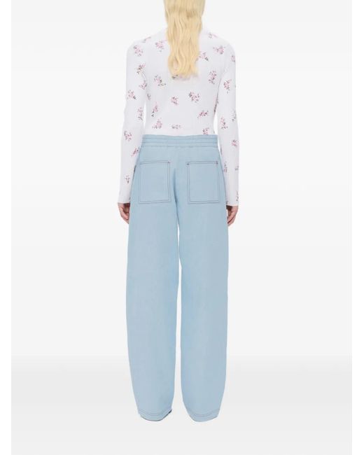 MSGM Blue Jean À Logo Brodé