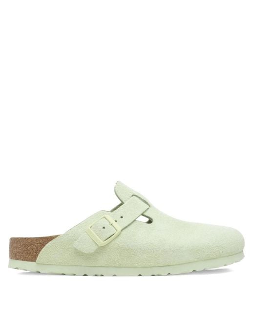 Birkenstock Green Boston Soft Footbed "Faded Lime" Buckle Mules for men