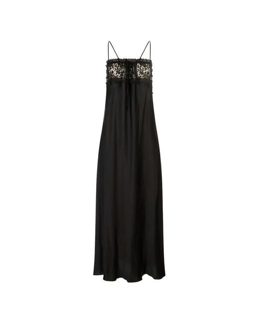 Chloé Black Lace-Trimmed Maxi Slip Dress