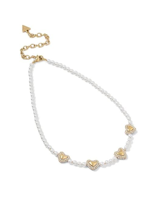 Guess Metallic Heart-Bead Necklace