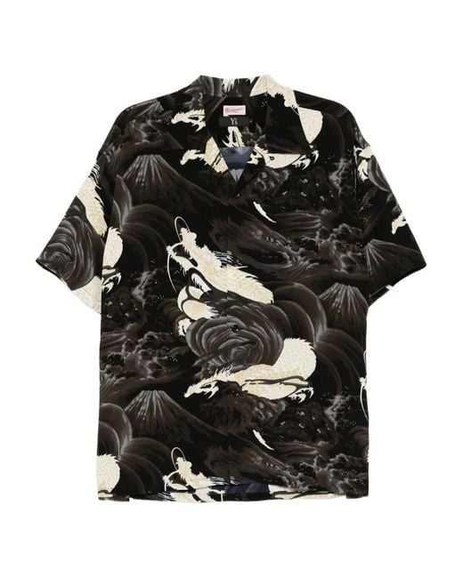 Y's Yohji Yamamoto Black Aloha Shirt for men