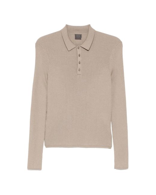 TEAM WANG design Natural Ribbed Long-Sleeve Polo Shirt for men