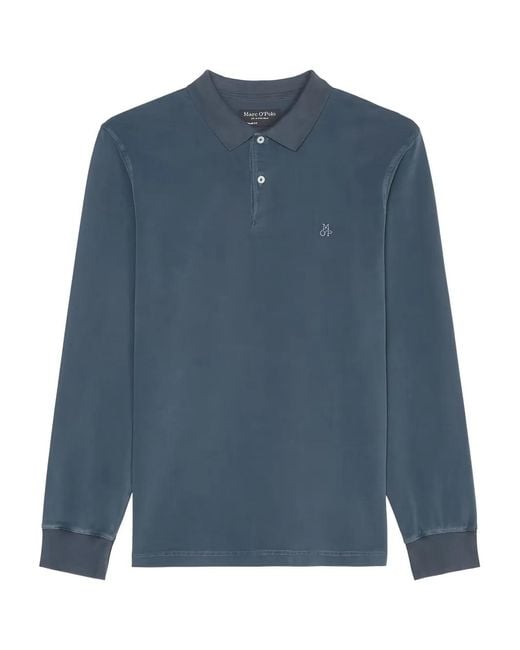 Marc O' Polo Blue Long-Sleeve Polo Shirt for men