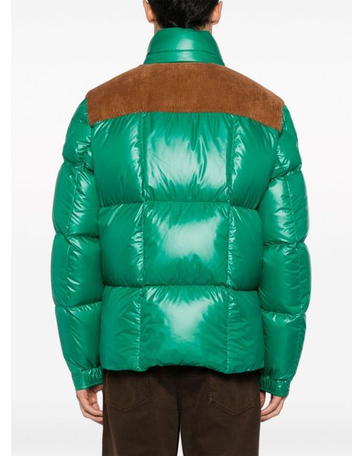 Moncler Green Ain Panelled Puffer Jacket for men