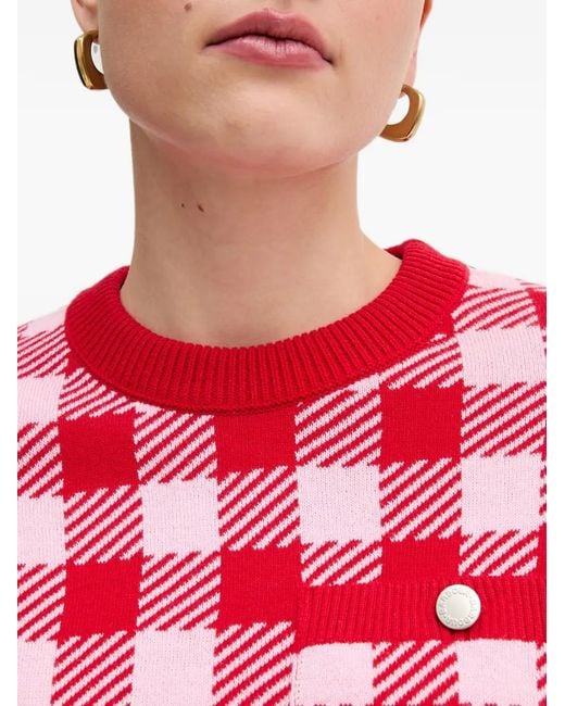Barbour Red Esther Gingham-Pattern Top