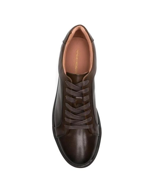 SERGIO MORETTI FIRENZE Brown Pebbled Leather Sneakers for men