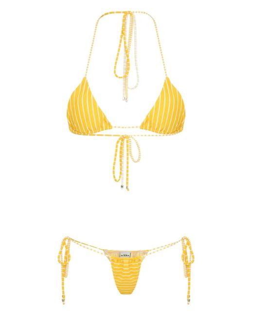 Amir Slama Gestreepte Bikini in het Yellow
